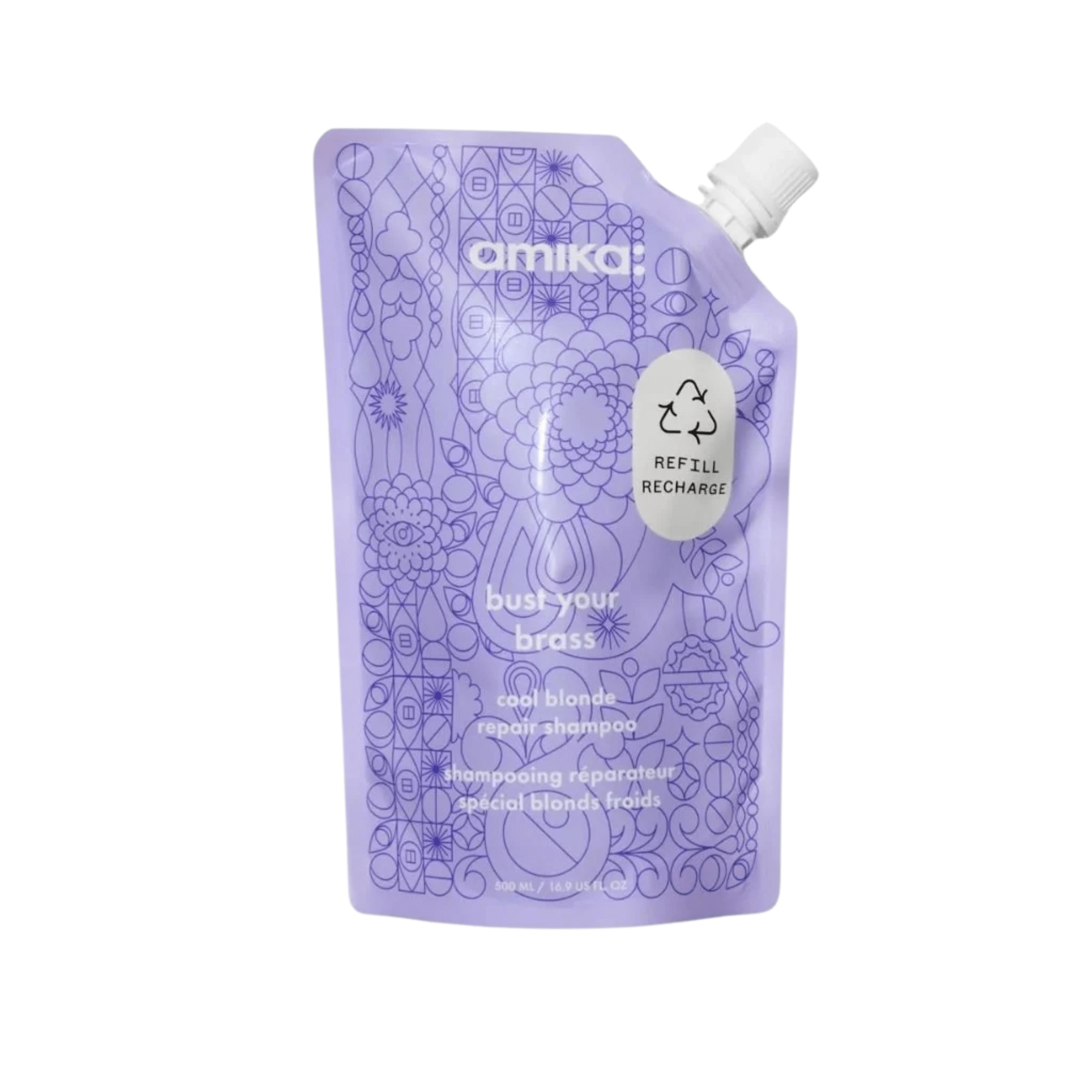 Recharge de shampoing réparateur blond froid Amika Bust Your Brass